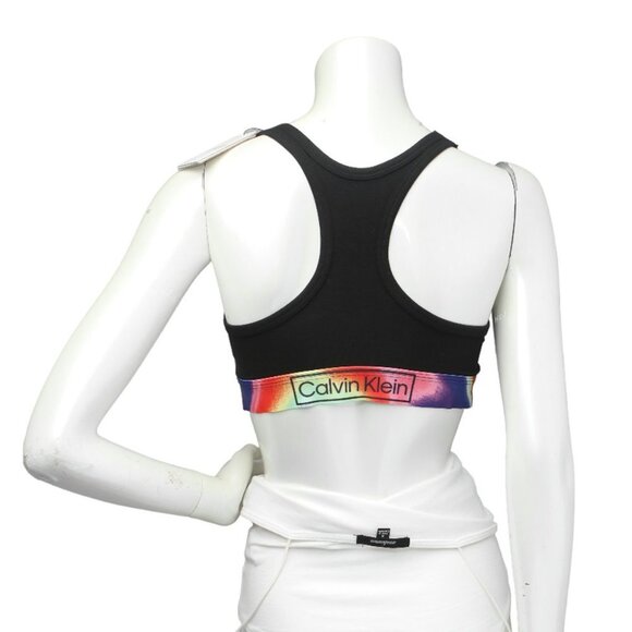 Calvin Klein Unlined Bralette Cotton Bra Rainbow Pride Stretch Lightweight Black - Picture 4 of 10
